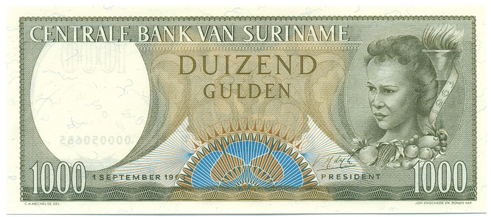1000 гульденов 1963 года Суринам — Фото №1