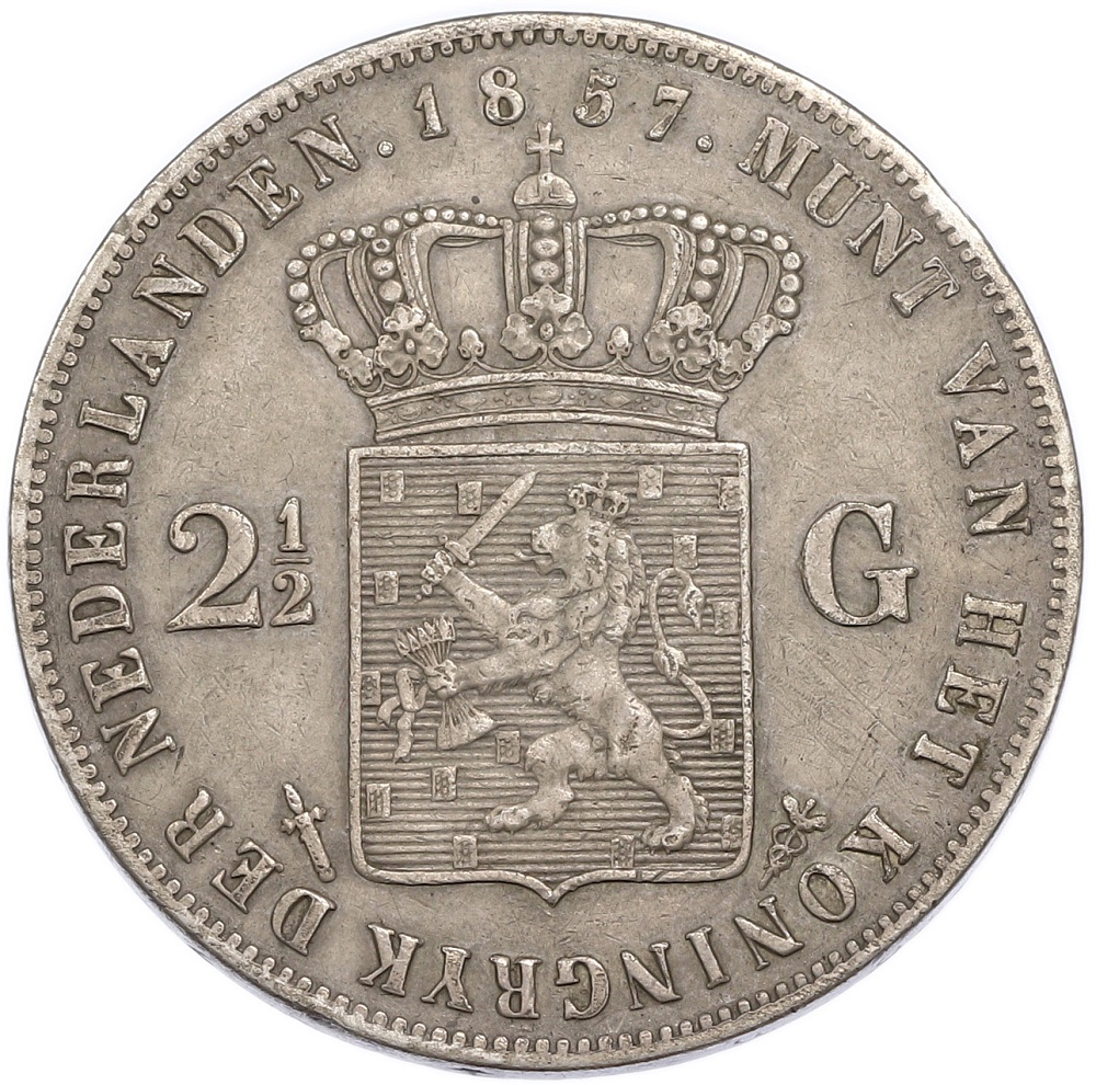 2 1/2 гульдена 1857 года Нидерланды — Фото №1