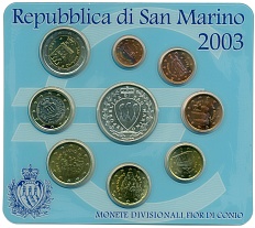 Набор из 9 евромонет 2003 года Сан-Марино — Фото №1