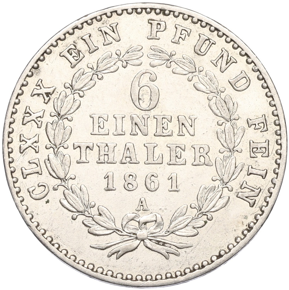 1/6 талера 1861 года Ангальт-Бернбург — Фото №1