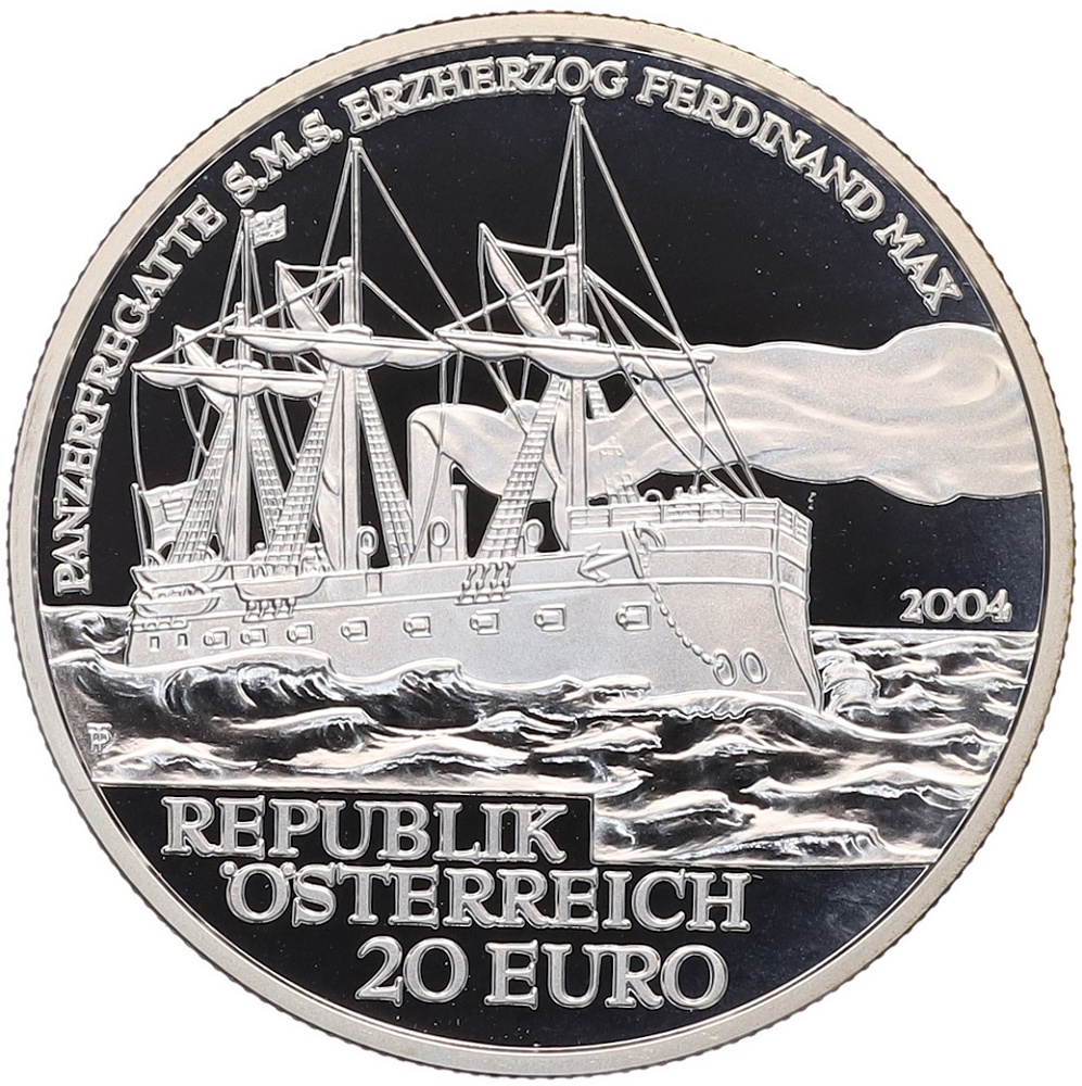 20 евро 2004 года Австрия «Австрийский флот — SMS Erzherzog Ferdinand Max» — Фото №2
