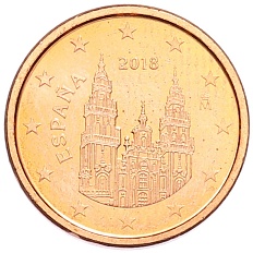 1 евроцент 2018 года Испания — Фото №1