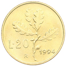 20 лир 1994 года Италия — Фото №1