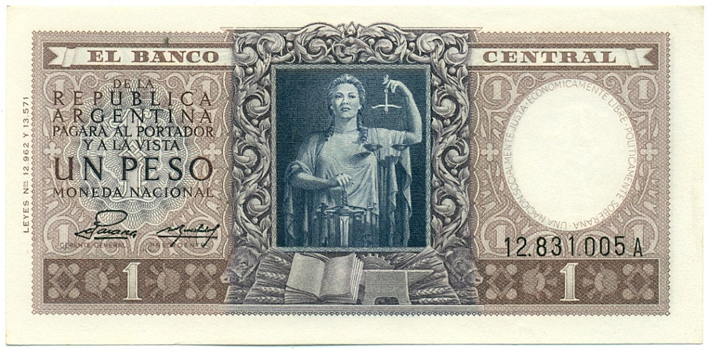 1 песо 1952 года Аргентина — Фото №1