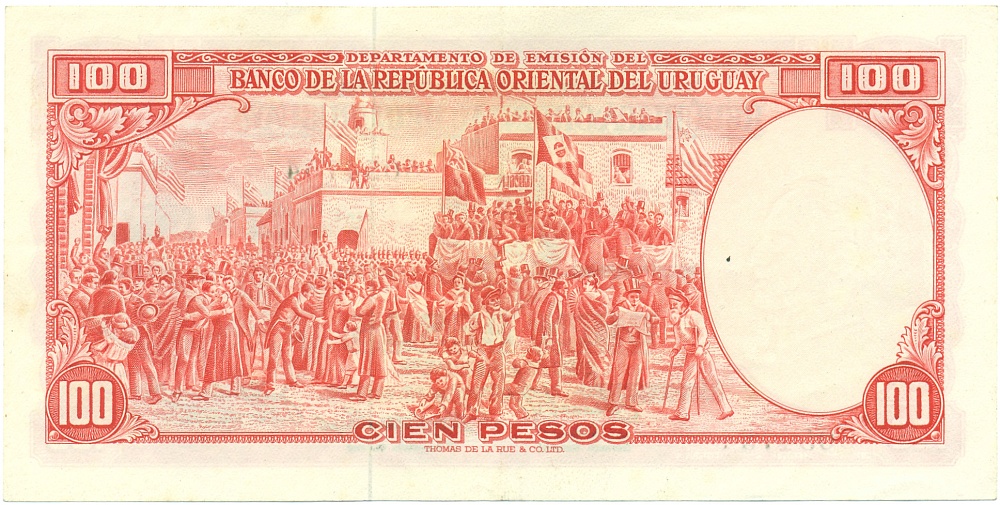 100 песо 1939 года Уругвай — Фото №2