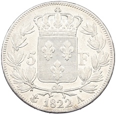 5 франков 1822 года А Франция — Фото №1