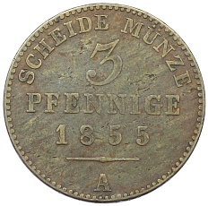 3 пфеннига 1855 года Рейсс-Гера — Фото №2