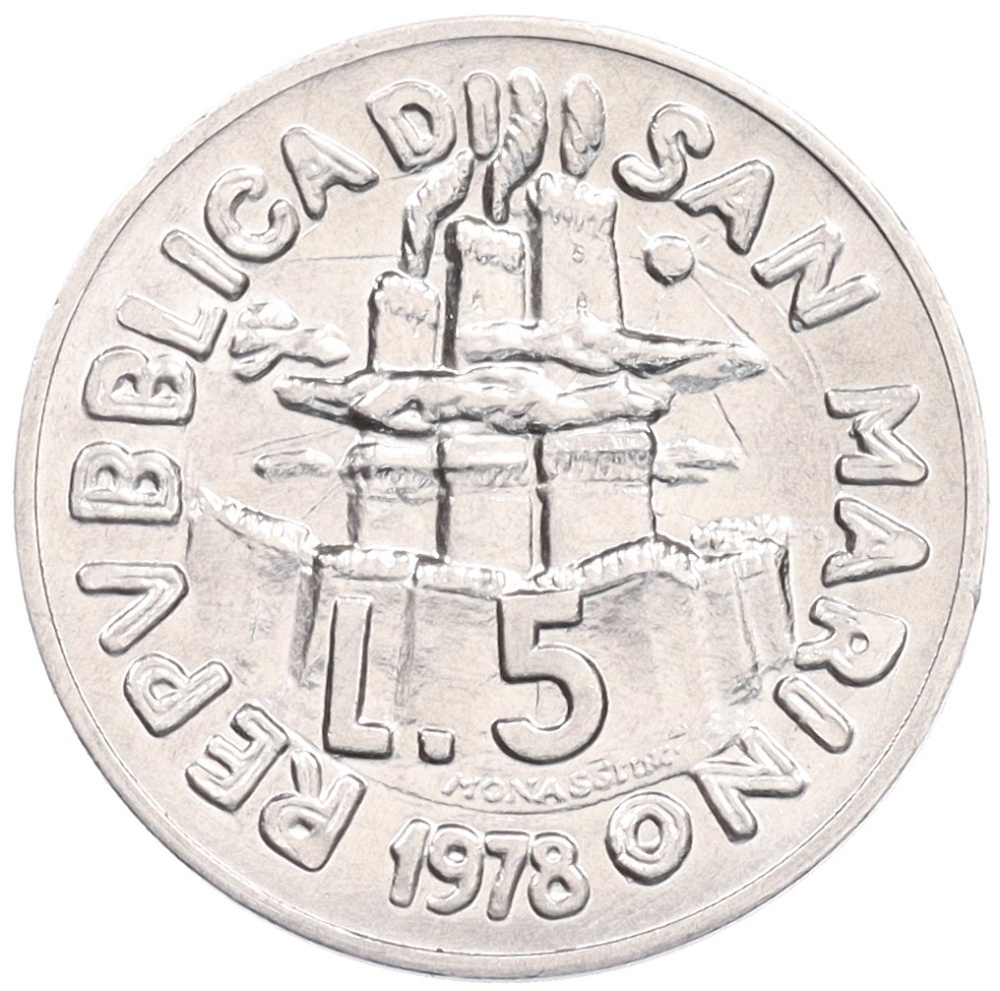 5 лир 1978 года Сан-Марино «Работа» — Фото №2