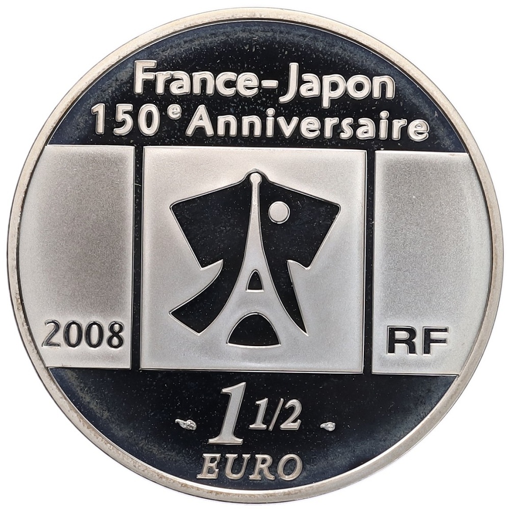 1 1/2 евро 2008 года Франция «150 лет дипотношениям Франции с Японией — Эйфелева башня и Сэнсо-дзи» — Фото №2