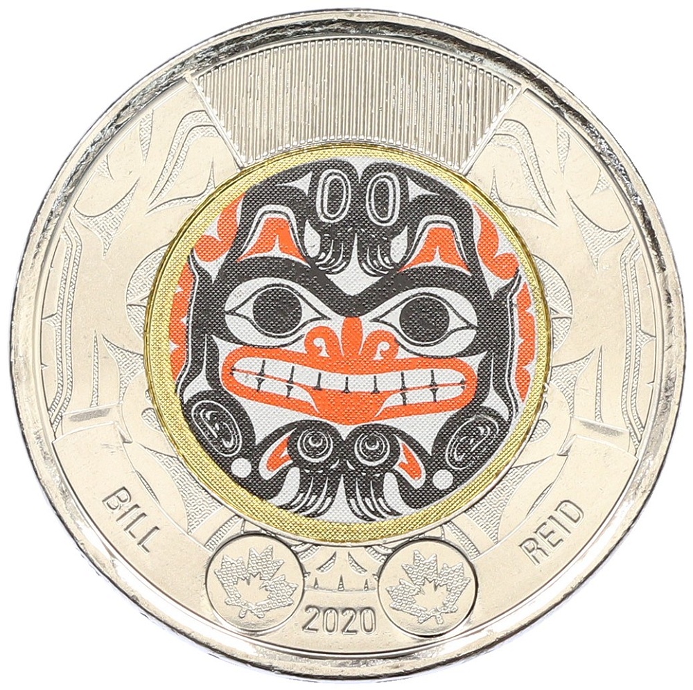 2 доллара 2020 года Канада «100 лет со дня рождения Билла Рида» (Цветное покрытие) — Фото №1