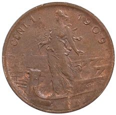 1 чентезимо 1909 года Италия — Фото №1