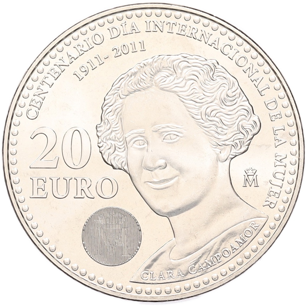 20 евро 2011 года Испания «100 лет Международному женскому дню» — Фото №1
