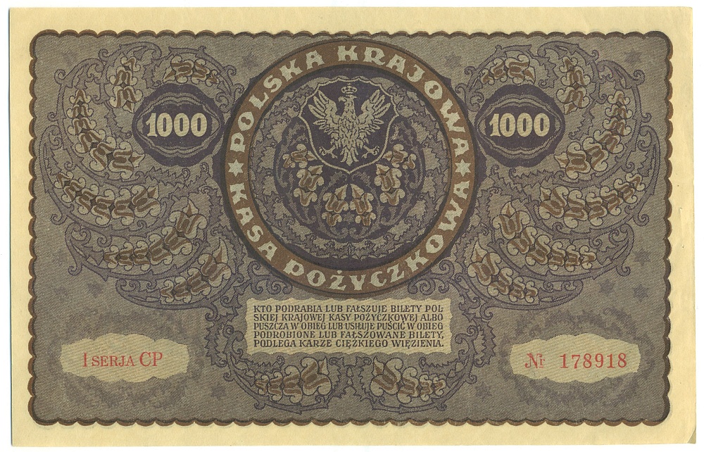 1000 марок 1919 года Польша — Фото №2