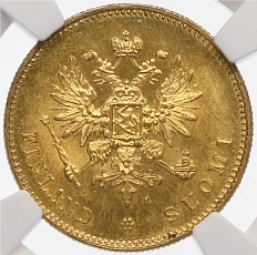 20 марок 1911 года Русская Финляндия — в слабе NGC (MS64) — Фото №2