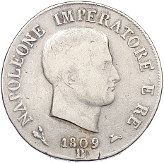 5 лир 1809 года В Наполеоновское королевство Италия — Фото №1