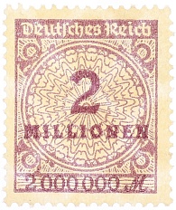 Почтовая марка 2 миллиона марок 1923 года Германия — Фото №1