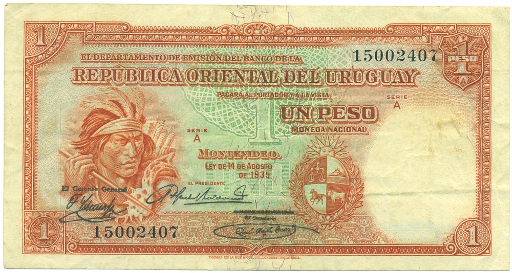 1 песо 1935 года Уругвай — Фото №1