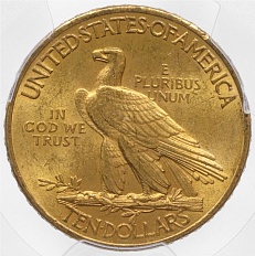 10 долларов 1910 года США — в слабе PCGS (MS63) — Фото №2