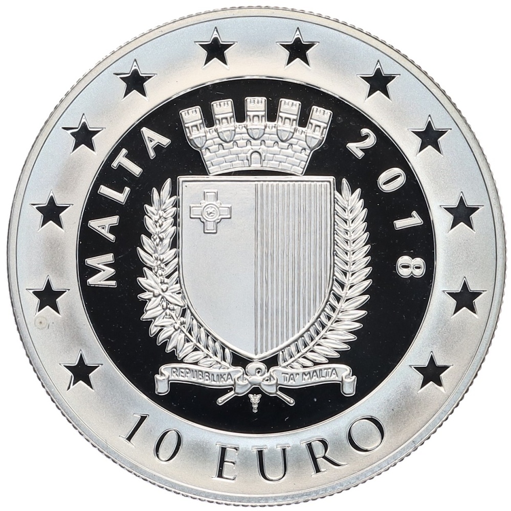 10 евро 2018 года Мальта «50 лет Центральному банку Мальты» — Фото №2