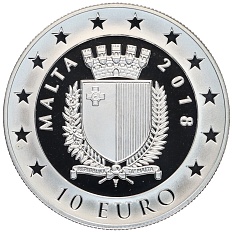 10 евро 2018 года Мальта «50 лет Центральному банку Мальты» — Фото №2