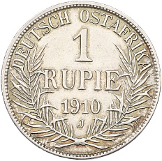 1 рупия 1910 года J Германская Восточная Африка — Фото №1