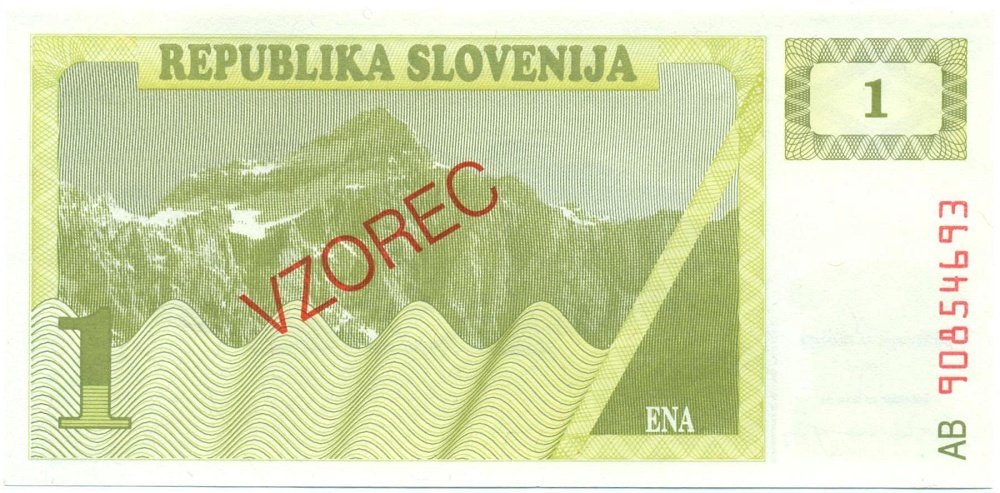 1 толар 1990 года Словения (Образец) — Фото №1