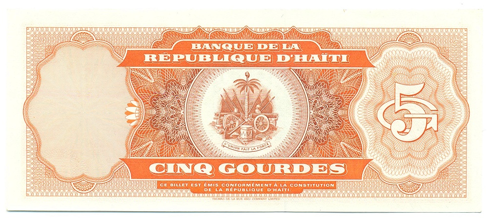 5 гурдов 1992 года Гаити — Фото №2