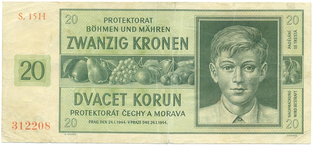 20 крон 1944 года Богемия и Моравия — Фото №1