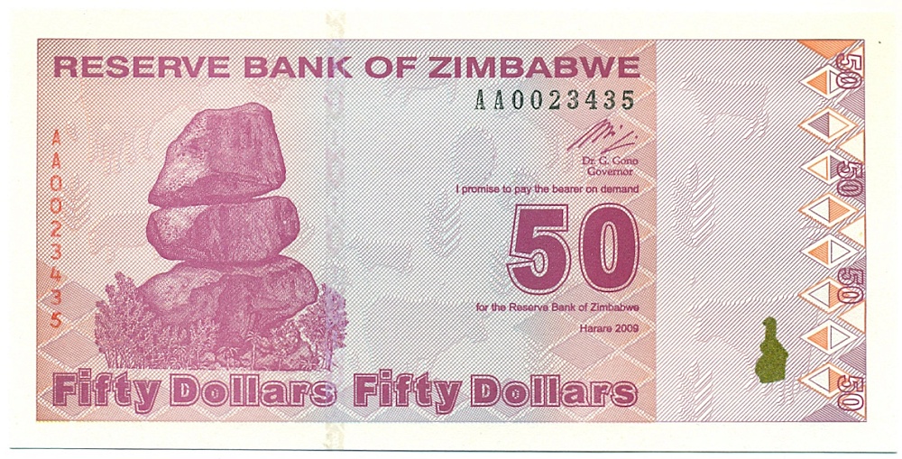50 долларов 2009 года Зимбабве — Фото №1