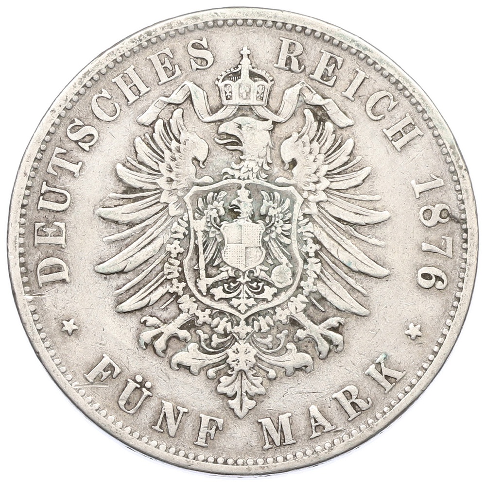 5 марок 1876 года Германия (Вюртемберг) — Фото №2