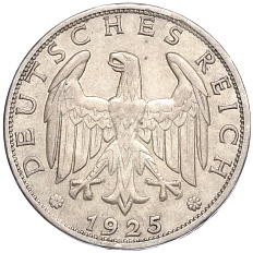 1 рейхсмарка 1925 года F Германия — Фото №2
