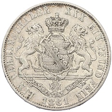 1 союзный талер 1861 года Саксония — Фото №2