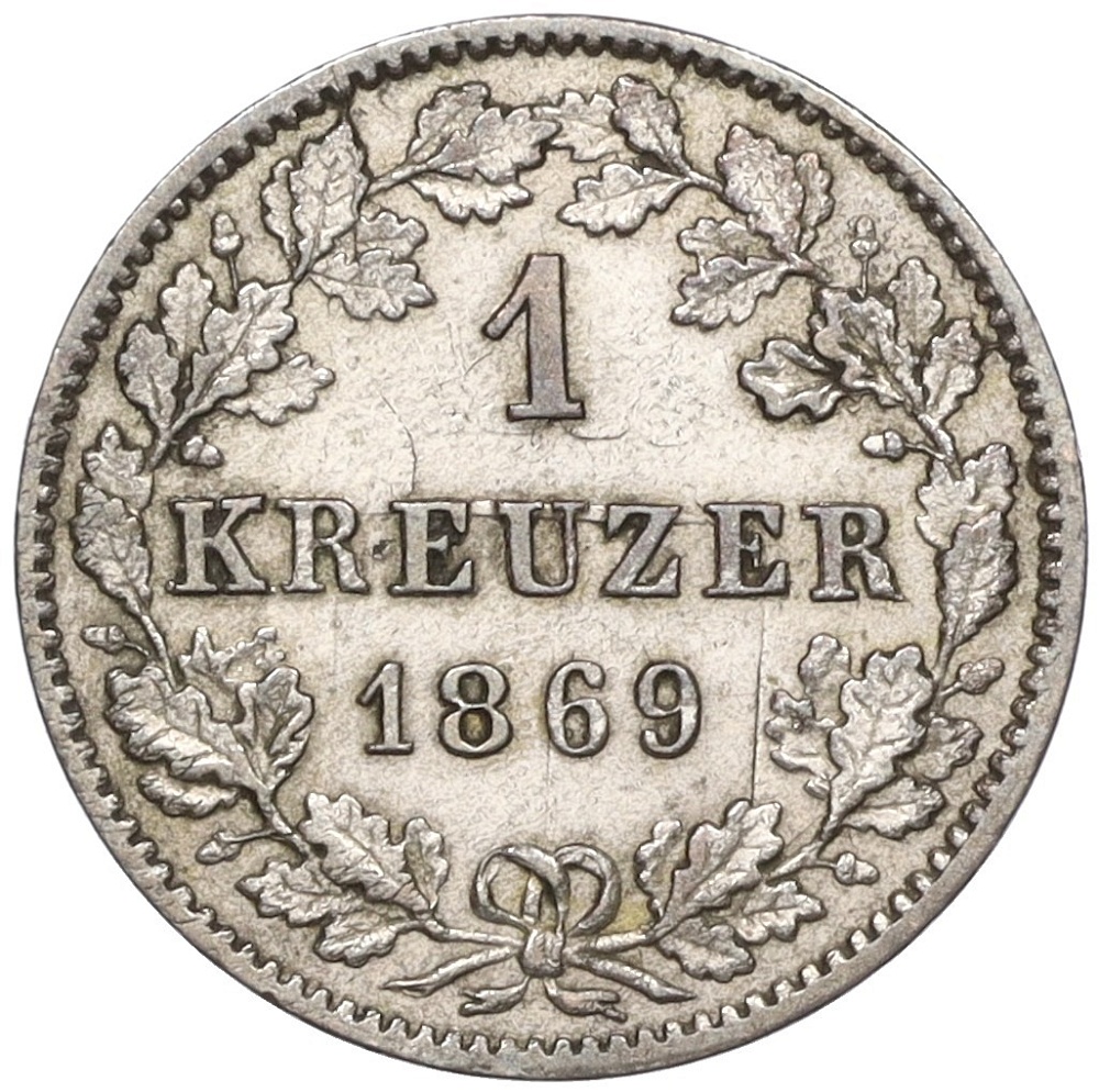 1 крейцер 1869 года Вюртемберг — Фото №1