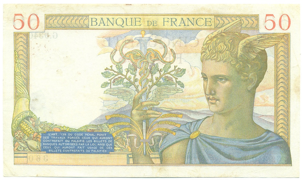 50 франков 1939 года Франция — Фото №2