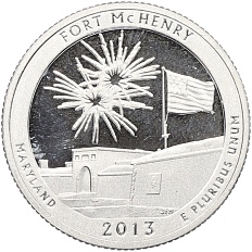 1/4 доллара (25 центов) 2013 года S США «Национальные парки — №19 Форт Мак-Генри» — Фото №1