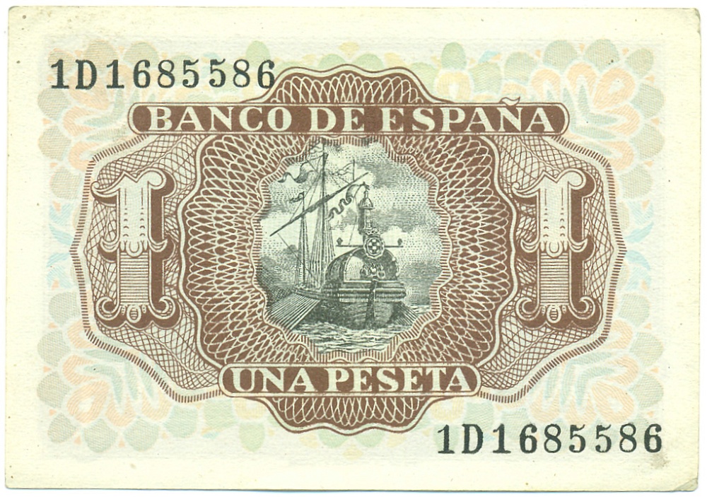 1 песета 1953 года Испания — Фото №2