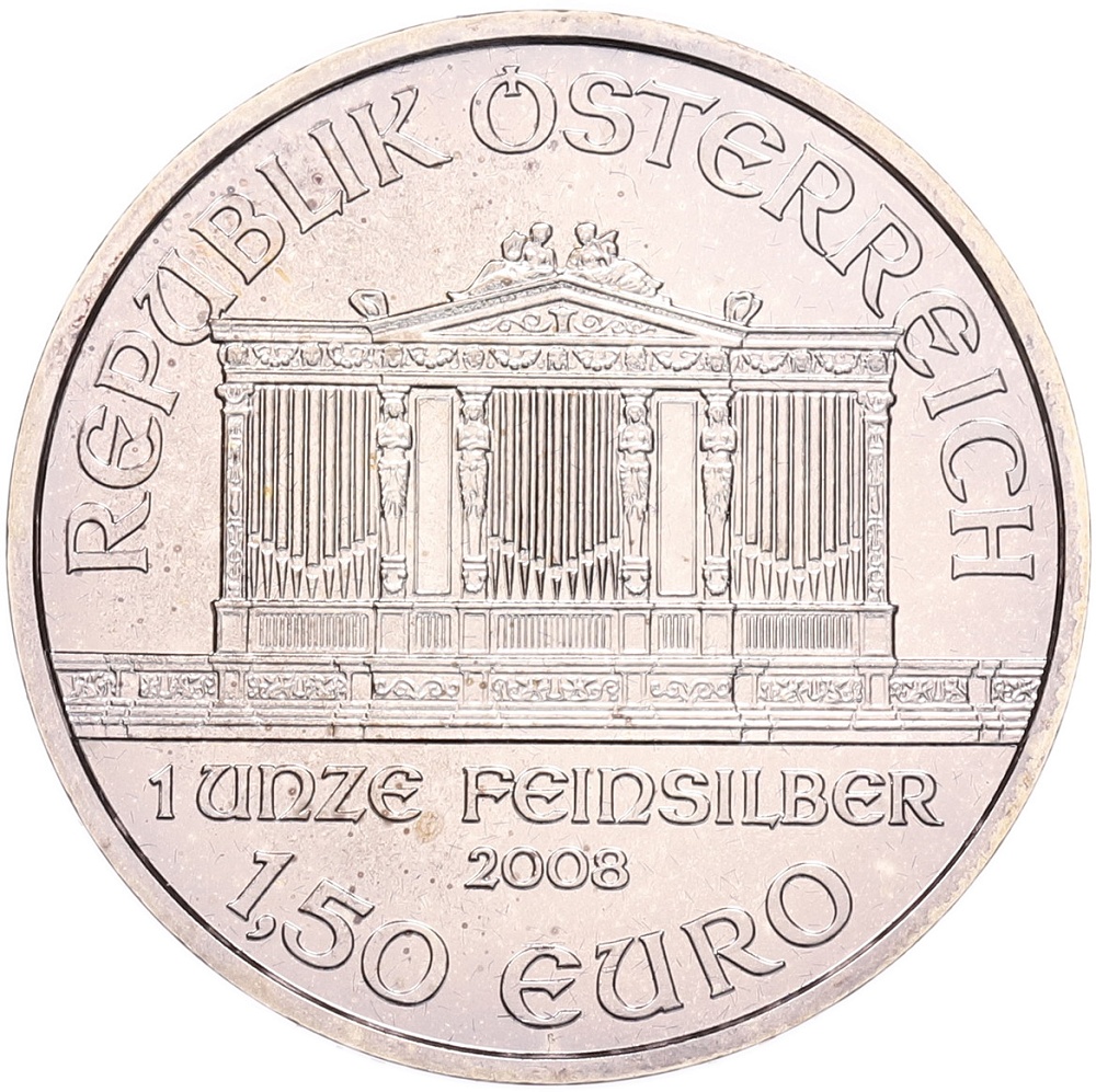 1.50 евро 2008 года Австрия «Венская филармония» — Фото №2
