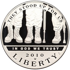 1 доллар 2010 года W США «Инвалиды войны» — Фото №1