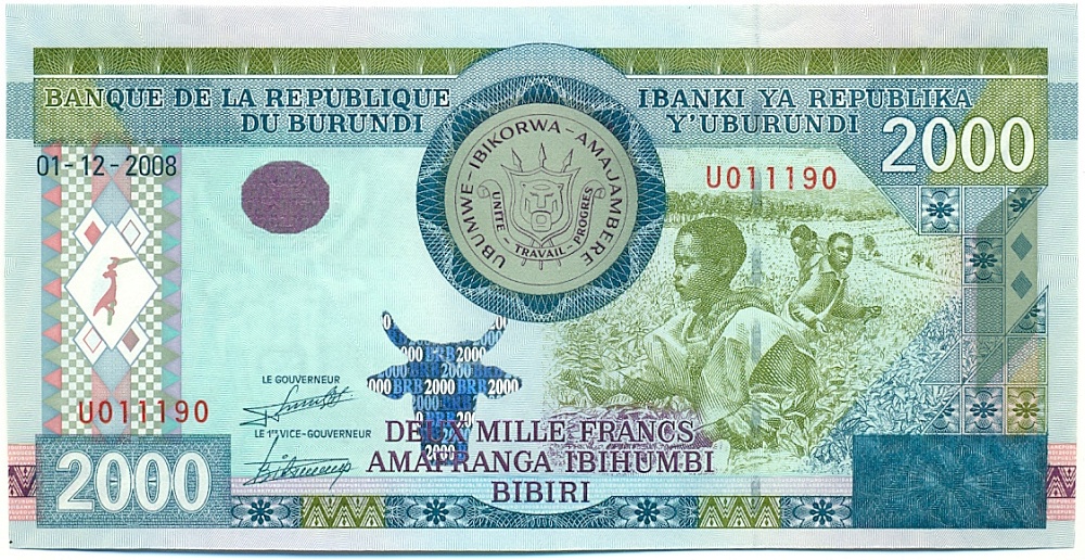 2000 франков 2008 года Бурунди — Фото №1