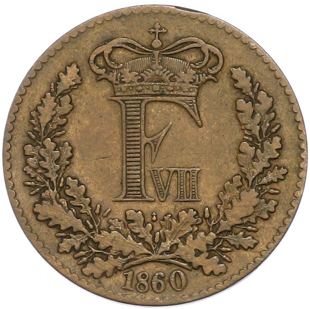 1 скиллинг 1860 года Дания — Фото №1