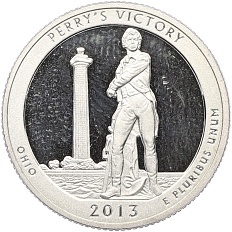1/4 доллара (25 центов) 2013 года S США «Национальные парки — №17 Победа Перри и Международный мемориал мира» — Фото №1
