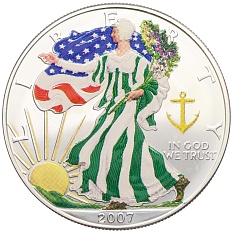 1 доллар 2007 года США «Шагающая Свобода» (Цветное покрытие) — Фото №1
