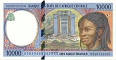 10000 франков 2000 года Центрально-Африканский валютный союз — литера С (Республика Конго) — Фото №1