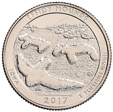 1/4 доллара (25 центов) 2017 года D США «Национальные парки — №36 Национальный парк Эффиджи Маундс (Фигурные Курганы)» — Фото №1