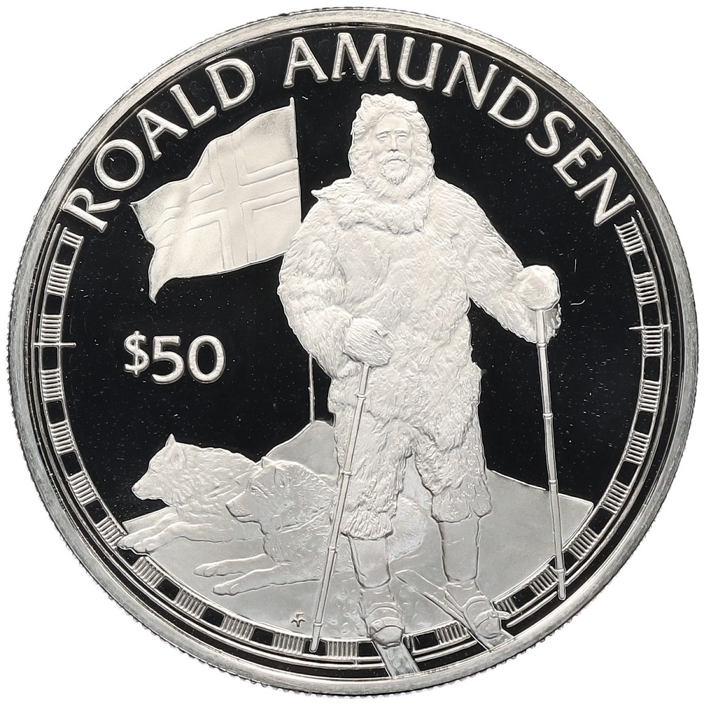 50 долларов 1988 года Острова Кука «Великие исследователи — Руаль Амундсен» — Фото №1