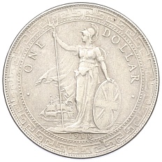 1 доллар 1908 года Великобритания «Торговый доллар» — Фото №1