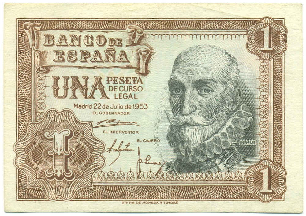 1 песета 1953 года Испания — Фото №1