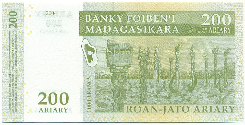 200 ариари (1000 франков) 2004 года Мадагаскар — Фото №2