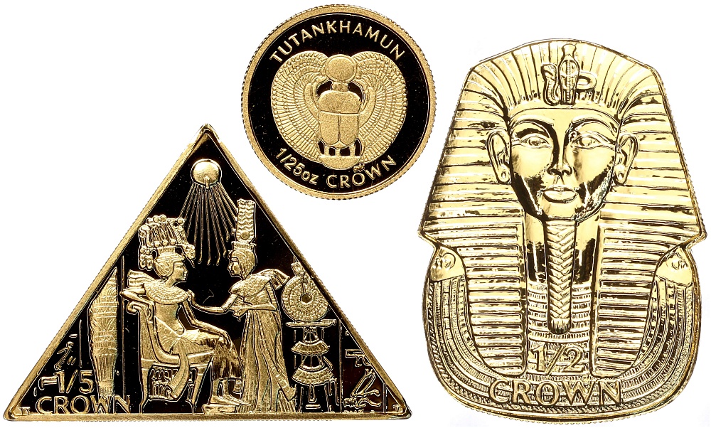 Набор из трех монет 2008 года Остров Мэн «Тутанхамон и золотой век фараонов» — Фото №1