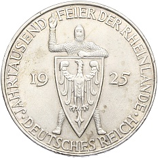 5 рейхсмарок 1925 года D Германия «Тысячелетие Рейнланда» — Фото №1